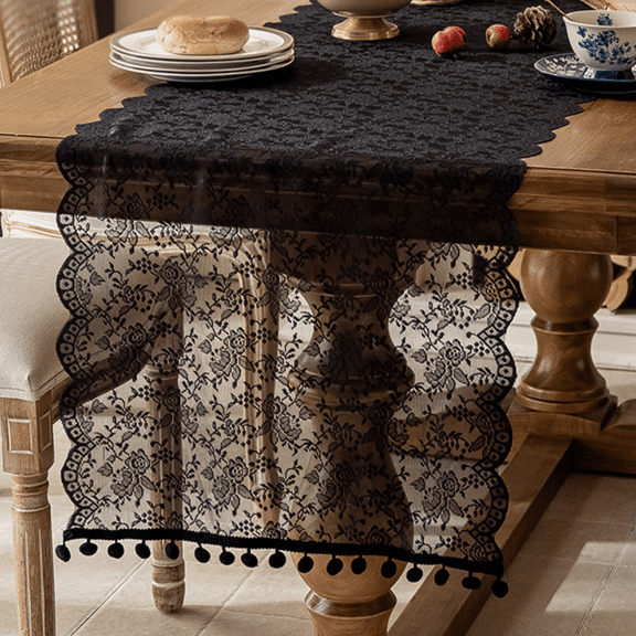 suxuMhao Table Runner, Black Lace Table Runner 1894in, 1 Piece Table Top Decor, Dresser Runner, Rustic Table Runner, Table Runners for Party Wedding, Table Decor for Home, Style 5