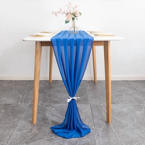 suxuMhao Table Runner, Blue Chiffon Gauze Dining Table Runner, Lightweight Decorative Table Linen, 27.5118 Inch, 1 Pack Elegant Table Ornament for Wedding, Party and Various Formal Occasions