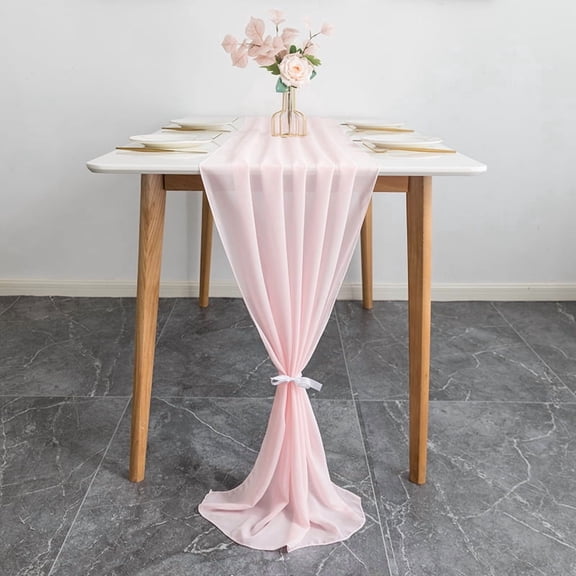 suxuMhao Table Runner, Bright pink Chiffon Gauze Dining Table Runner, Lightweight Decorative Table Linen, 27.5118 Inch, 1 Pack Elegant Table Ornament for Wedding, Party and Various Formal Occasions