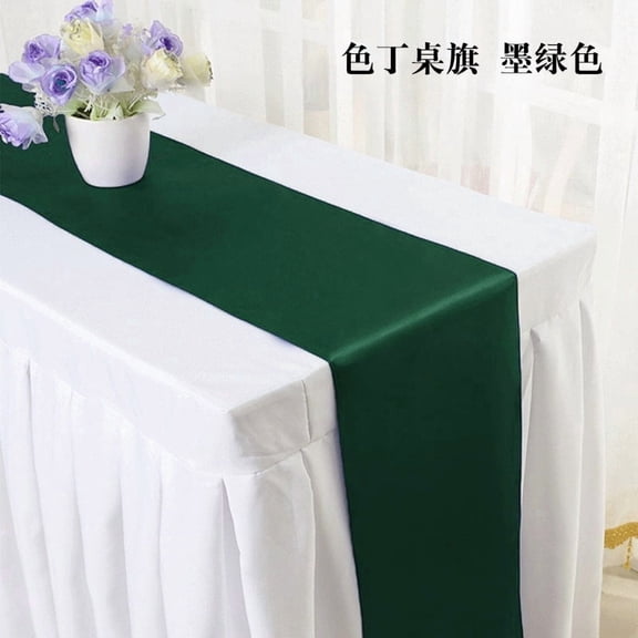 suxuMhao 2 Pack Table Runner, Dark green Glossy Satin Dining Table Runner, Luxe Decor Fabric Table Dresser,11.8108 Inch, Premium Table Linen for Wedding,Banquet & Everyday Household Table Styling