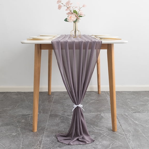 suxuMhao Table Runner, Grey Chiffon Gauze Dining Table Runner, Lightweight Decorative Table Linen, 27.5118 Inch, 1 Pack Elegant Table Ornament for Wedding, Party and Various Formal Occasions