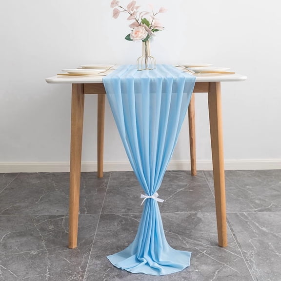 suxuMhao Table Runner, Light blue Chiffon Gauze Dining Table Runner, Lightweight Decorative Table Linen, 27.5118 Inch, 4 Pack Elegant Table Ornament for Wedding, Party and Various Formal Occasions