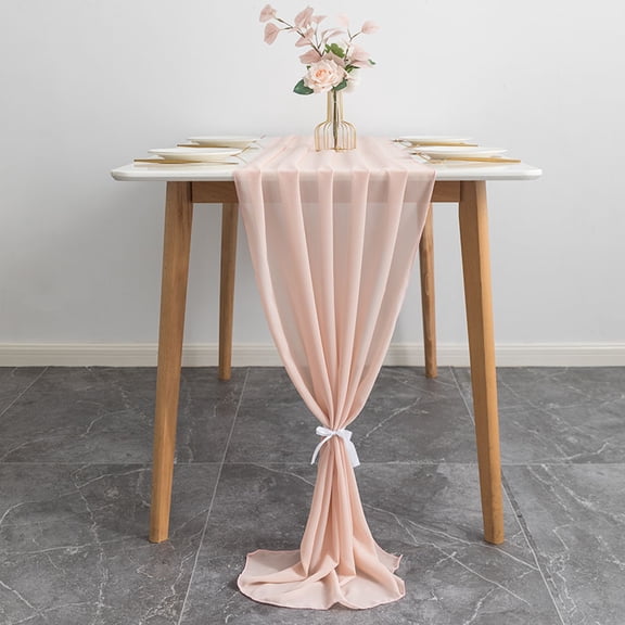 suxuMhao Table Runner, Light pink Chiffon Gauze Dining Table Runner, Lightweight Decorative Table Linen, 27.5118 Inch, 1 Pack Elegant Table Ornament for Wedding, Party and Various Formal Occasions
