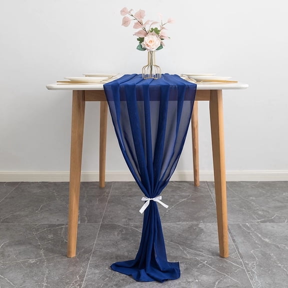 suxuMhao Table Runner, Navy Blue Chiffon Gauze Dining Table Runner, Lightweight Decorative Table Linen, 27.5118 Inch, 4 Pack Elegant Table Ornament for Wedding, Party and Various Formal Occasions