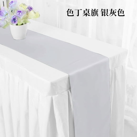 suxuMhao Table Runner, Silver Glossy Satin Dining Table Runner, Luxe Decor Fabric Table Dresser,11.8108 Inch,1 Pack Premium Table Linen for Wedding,Banquet & Everyday Household Table Styling