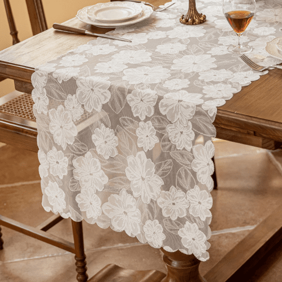 suxuMhao Table Runner, White Lace Table Runner 1847in, 1 Piece Table Top Decor, Dresser Runner, Rustic Table Runner, Table Runners for Party Wedding, Table Decor for Home, Style 2