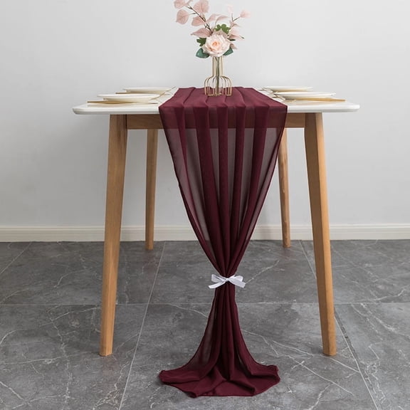 suxuMhao Table Runner, Wine red Chiffon Gauze Dining Table Runner, Lightweight Decorative Table Linen, 27.5118 Inch, 4 Pack Elegant Table Ornament for Wedding, Party and Various Formal Occasions