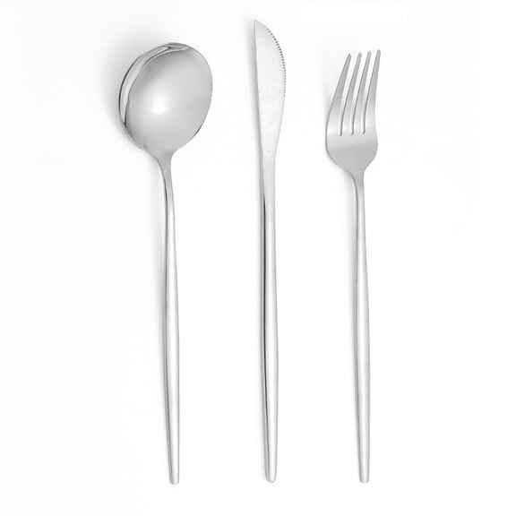 suxuMhao Tableware Sets - 3-Piece Stainless Steel Silverware Set, Silvery, Universal Size, Ideal as Dishes Set, Cutlery Set, Kitchen Silverware Sets & Dinnerware Sets, Durable Cutlery
