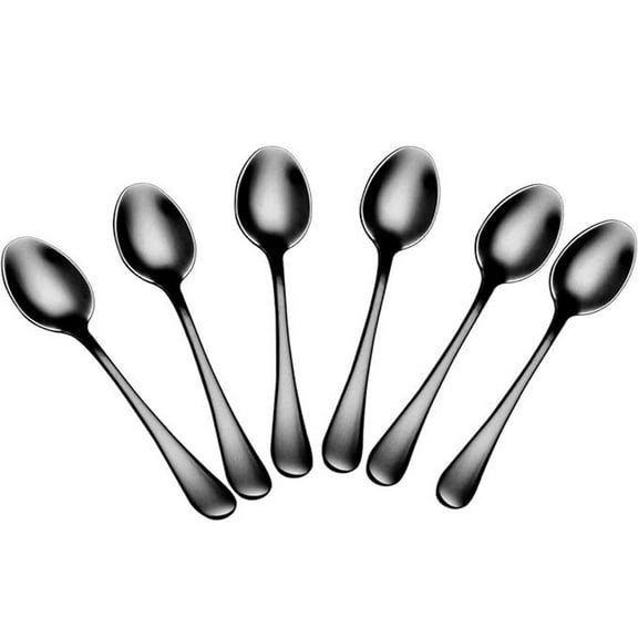suxuMhao Tableware Spoons, 6-Pack Stainless Steel Spoons 4.95in, Black - Teaspoon for Coffee, Premium Spoons Silverware, Durable Teaspoons for Daily Use, Ideal Spoons for Coffee, Desserts