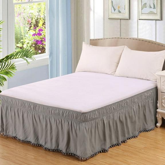 suxuMhao Tassels Bed Skirts,Twin Bed Skirt 15in,Ruffled Bed Skirt for Bedroom,Soft Microfiber-Cotton Blend Bed Skirt,Light Grey Bed Skirt, Easy Fit Dust Ruffle,1 Piece Twin Size Bed Skirt for Home