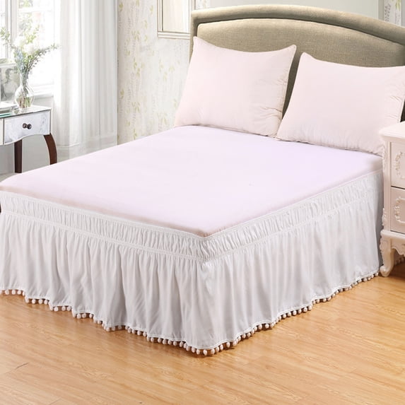 suxuMhao Tassels Bed Skirts,Twin Bed Skirt 15in,Ruffled Bed Skirt for Bedroom,Soft Microfiber-Cotton Blend Bed Skirt,White Bed Skirt, Easy Fit Dust Ruffle,1 Piece Twin Size Bed Skirt for Home