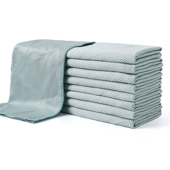 suxuMhao Towels - 10 Pieces Gray Green Microfiber Cleaning Cloth, 11.81×15.75 IN Mirror & Glass Cleaning Cloth, Reusable Cleaning Rags, Overlocked Style Micro Fiber Towels for Home Daily Cleaning