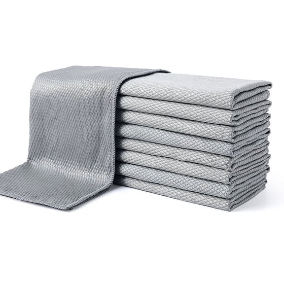 suxuMhao Towels - 10 Pieces Gray Microfiber Cleaning Cloth, 11.81×23.62 IN Mirror & Glass Cleaning Cloth, Reusable Cleaning Rags, Overlocked Style Micro Fiber Towels for Home Daily Cleaning