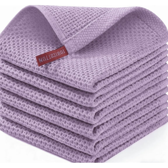 suxuMhao Waffle Pattern Kitchen Towels Set - 6 Pieces Absorbent Kitchen Towels, 11.811.8IN Light Purple Dish Towels for Kitchen & Kitchen Hand Towels, Soft Cotton Towels for Home Kitchen Cleaning