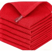 suxuMhao Waffle Pattern Kitchen Towels Set - 6 Pieces Absorbent Kitchen Towels, 11.8 11.8IN Red Dish Towels for Kitchen & Kitchen Hand Towels, Soft Cotton Towels for Home Kitchen Cleaning