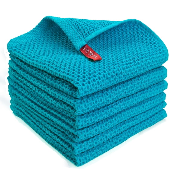 suxuMhao Waffle Pattern Kitchen Towels Set - 6 Pieces Absorbent Kitchen Towels, 13.3913.39IN Light Blue Dish Towels for Kitchen & Kitchen Hand Towels, Soft Cotton Towels for Home Kitchen Cleaning