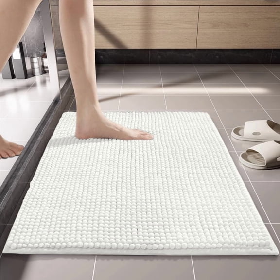 suxuMhao White 40*60cm 1 Piece Short Pile Bath Rug, Soft Anti Slip Absorbent Stain Resistant Washable Bath Mats Practical Floor Carpet for Restroom Indoor Household Daily Home Decor Use