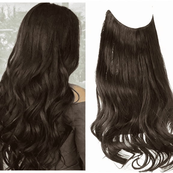 suxuMhao Wig, Synthetic Lace Front Wig Curly Wig with Natural Looking , 22 Inches Dark Black Brown Lace Wigs Synthetic Wigs Seamless One-Piece Glue-Free Easy Wear Wig, 1 Piece. Style 13