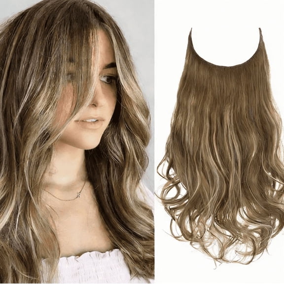 suxuMhao Wig, Synthetic Lace Front Wig Curly Wig with Natural Looking , 22 Inches Dark Brown & Blonde Balayage Lace Wigs Synthetic Wigs Seamless One-Piece Glue-Free Easy Wear Wig, 1 Piece. Style 41