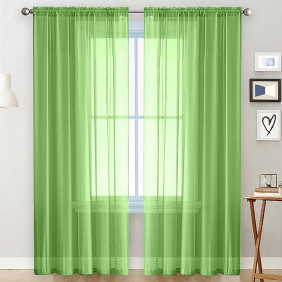 suxuMhao Window Screen 2 Panels, 5284in Green, Transparent Curtains for Home, Window Screen Replacement, Lightweight Window Screen & Curtains for Living Room Bedroom Window Decor