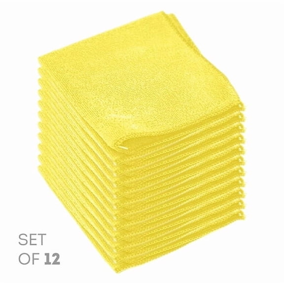 suxuMhao 12 Packs Yellow Microfiber Cleaning Cloths 30x30cm, Reusable Absorbent Cleaning Rags Dish Towels, Multi-Purpose Lint Free Kitchen Cleaning Towels for Household Daily Cleaning