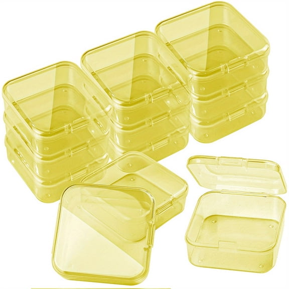 suxuMhao Yellow Mini Square Clear Plastic Storage Boxes with Lids 2.172.170.78 Inch Bead Storage Containers Small Plastic Organizer Boxes for Craft Supplies Jewelry Hardware 20 Pack Decor