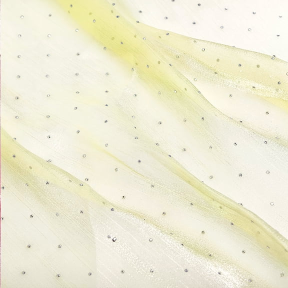 suxuMhao Yellow Rhinestone Hotfix Organza Fabric, 3959 Inch 1 Pack, Soft Thin Material for Sewing Supplies, Quilting Supplies, Material for Sewing, DIY Craft Projects, Craft Fabric