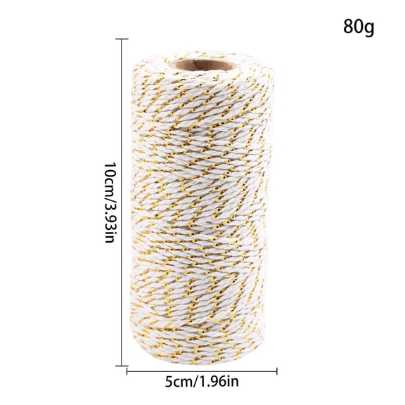suxuMhso Cotton Rope-3 Rolls 240g (80g/Roll) Golden & White Soft Thin Braided Rope, Cotton Cord for Crafts, Decorative Rope Ideal for Christmas Gift Packaging,DIY Handmade Projects & Home Decor