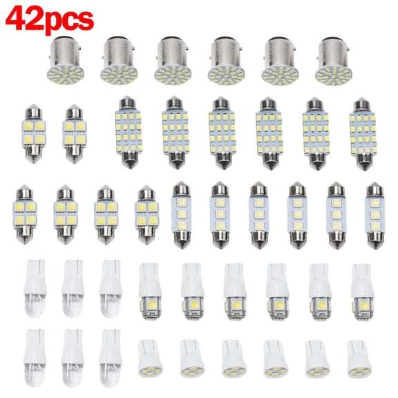 suyin 42Pcs/Set T10 31Mm 41Mm 36Mm Car Interior Combo Led Map Dome Door Trunk License Plate Light Bulbs White