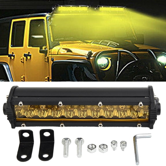 suyin 7-Inch Car 4Wd Truck Led Work Fog Light Bar Off-Road Driving Lamp 60W Dc 9-32V Yellow For Atv Suv For Jeep Truck Boat Bus