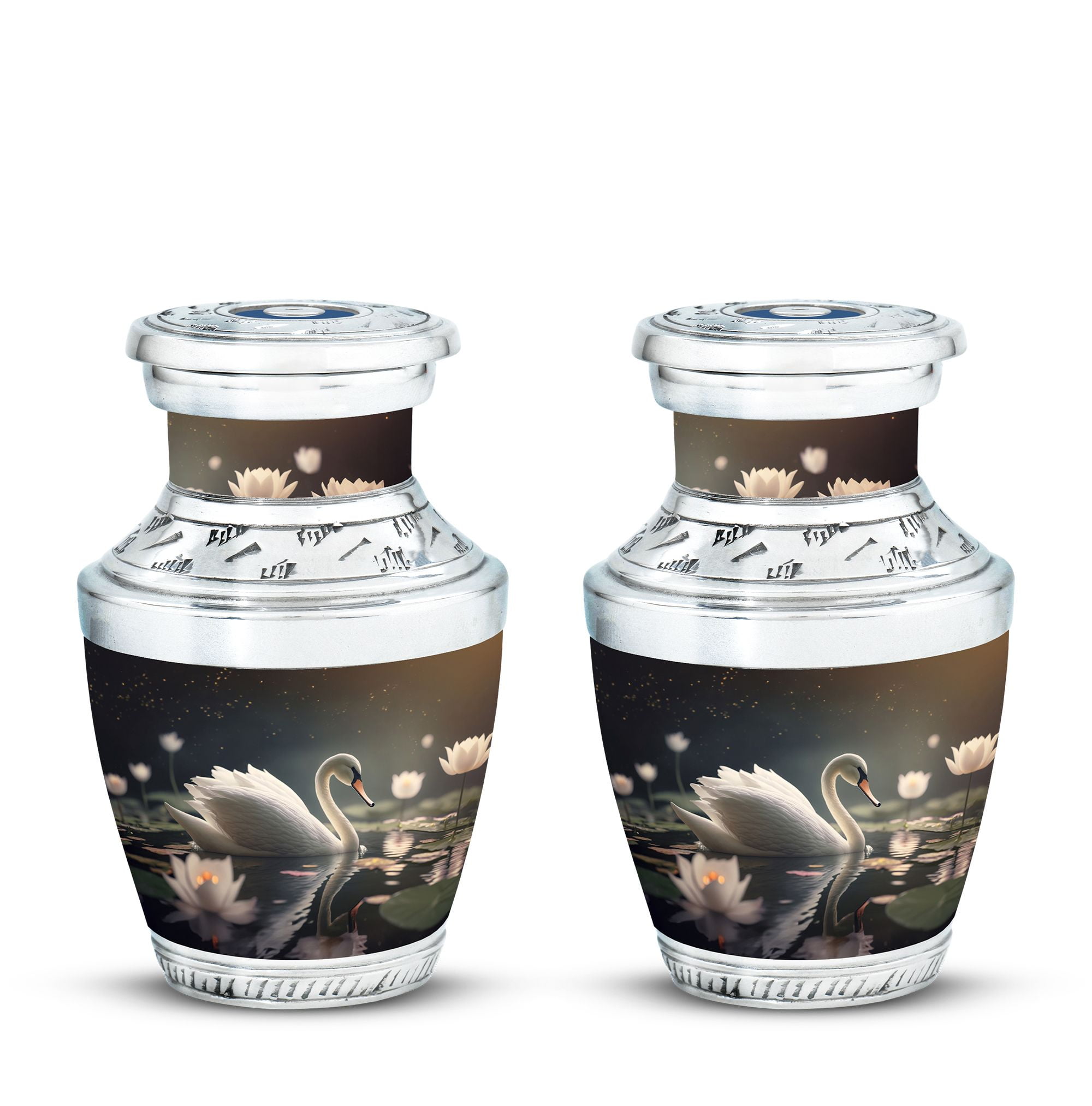 swan Petite Ashes Keepsake - Miniature Urn for Human Ashes Elegance Funeral Urns For Human Ashes - Memorial Urns 3 Inch, Set Of 2