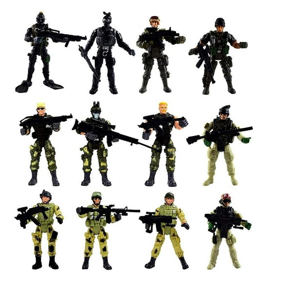 Special Force Army SWAT Soldiers Action Figures with Weapons and Accessories 4 Inches Tall, 12 Figures/Pack