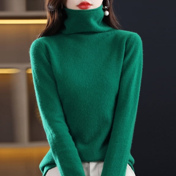 sweater cozy sweater crew neck sweater • warm sweater knit sweater 100%Merino Pure Wool Sweater Women's AutumnWinter Long Sleeve High Neck Pullover Warm High Quality Solid Color Basic Knit Jumper