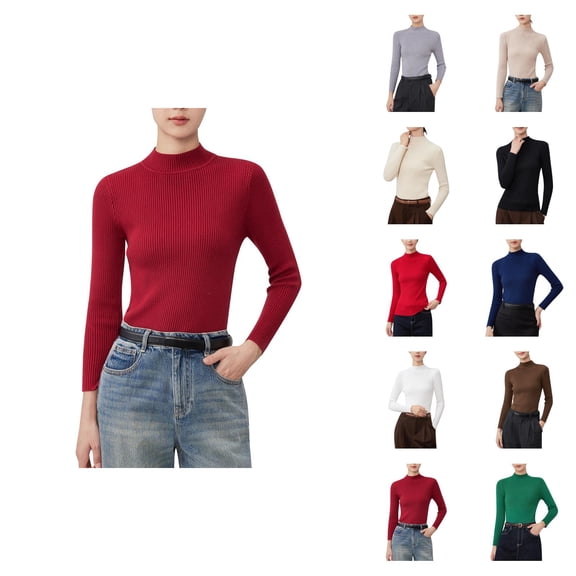 sweater for women Elegant Fall Pullover Sweater Long Sleeve Solid Color Knitted Top Soft Warm Comfortable Casual Tunic for Women