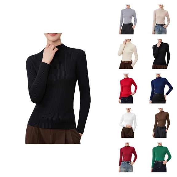 sweater for women Elegant Fall Pullover Sweater Long Sleeve Solid Color Knitted Top Soft Warm Comfortable Casual Tunic for Women