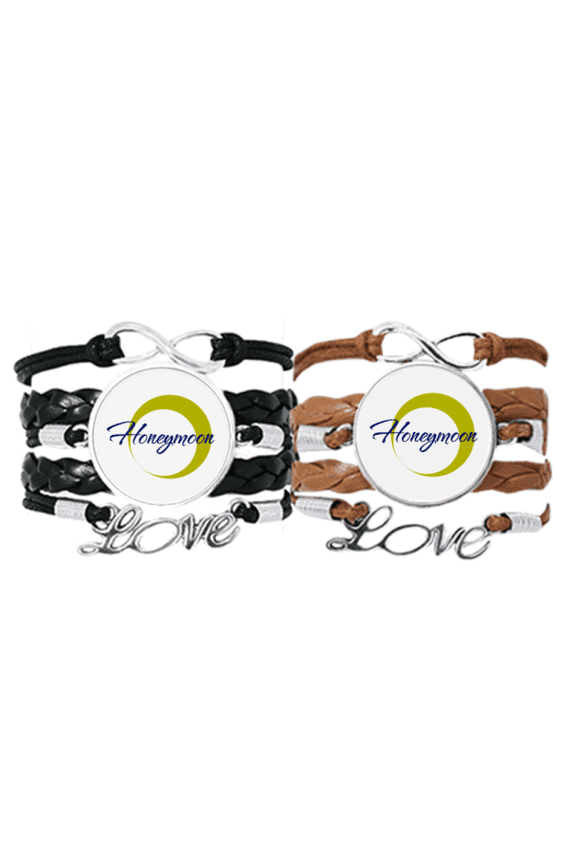 sweet couples hymoon art deco fashion bracelet hand strap leather wristband double set