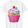 thumbnail image 1 of sweets pink cupcake lovers sprinkles pattern dessert food T-ShirtMen's and women's pure cotton short-sleeved shirts, 1 of 7
