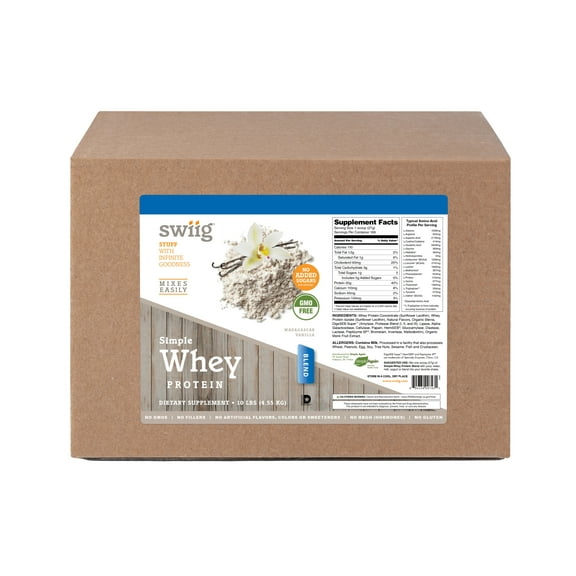 swiig Simple Whey Vanilla Blend, Gluten-Free, High Protein, 10 lbs