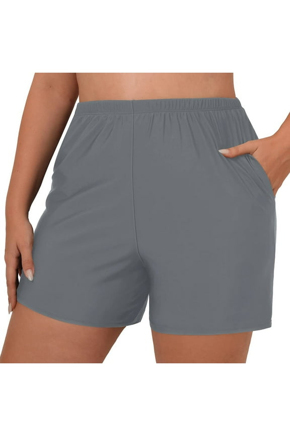 swim shorts women slimming 2025 trendy Women's Swim Board Shorts UPF50+ Quick Dry Swimsuit Bottoms Full Liner Boyshort Bathing Suit Bottom with Pocket ﻿Women Plus Size High Waist Bikini Bottoms Swim