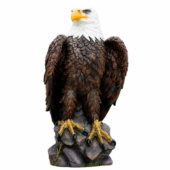 swing 13"H x 24.4"L Hand-Painted Bald Eagle Garden Statue, Indoor/Outdoor Patriotic Decor for Lawn, Courtyard & Patio