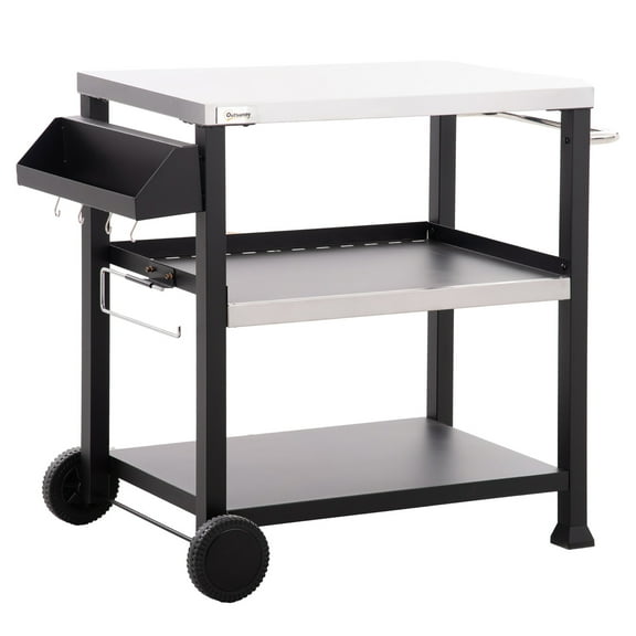 swing 32" Outdoor Grill Cart with Stainless Steel Tabletop, Side Handle, Pizza Oven Stand for Patio & Kitchen