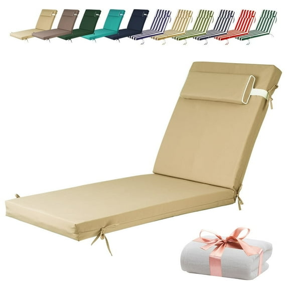 swing Chaise Lounge Cushions Outdoor, Waterproof 72 x 21Inch Patio Chaise Lounge Replacement Cushion for Lawn Pool(Light yellow,1pcs)