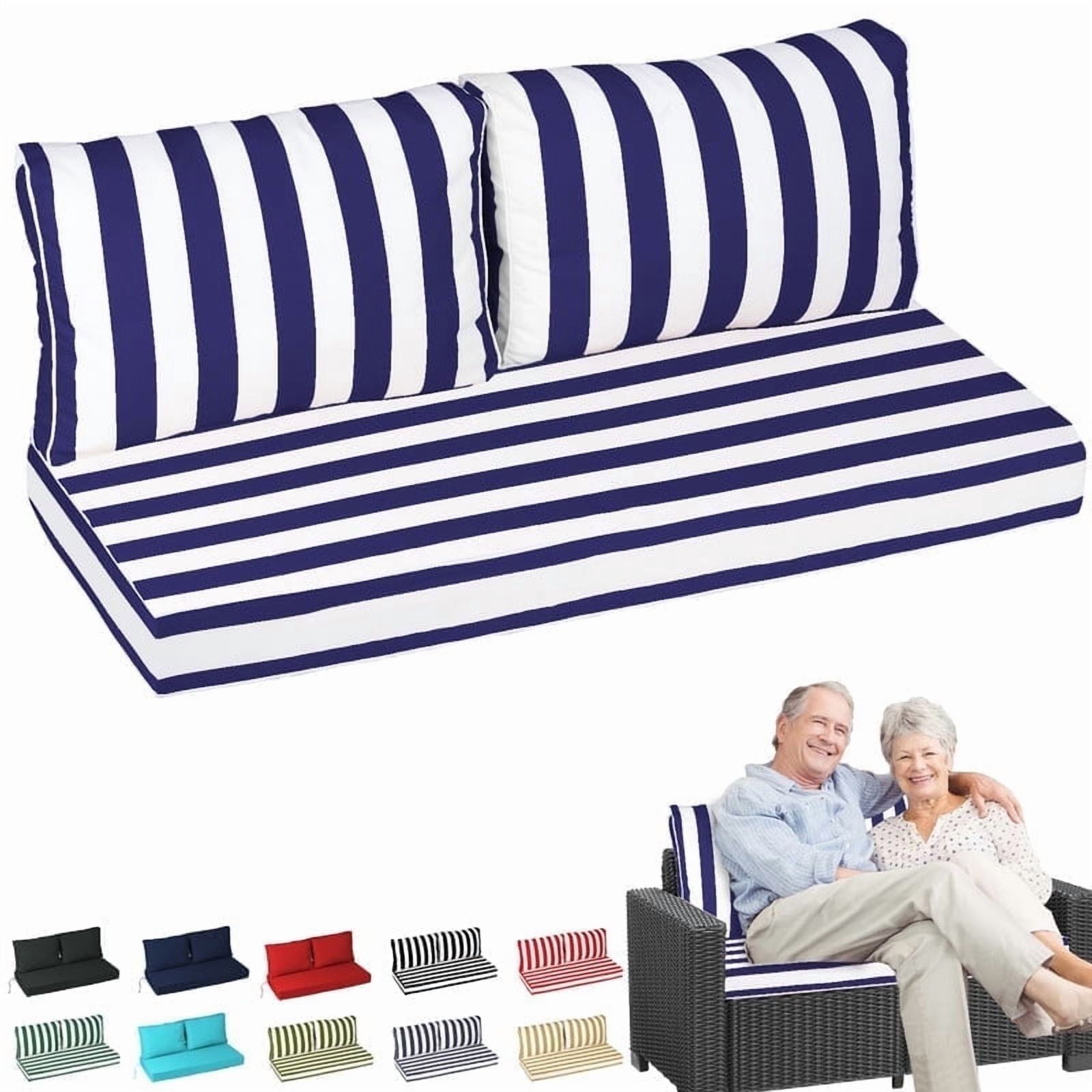 swing Outdoor Loveseat Cushion Set 48 x 24 inch,Waterproof Weather & Fade Resistant Seat and Backrest Cushion Set for Couch, Swing, Bench