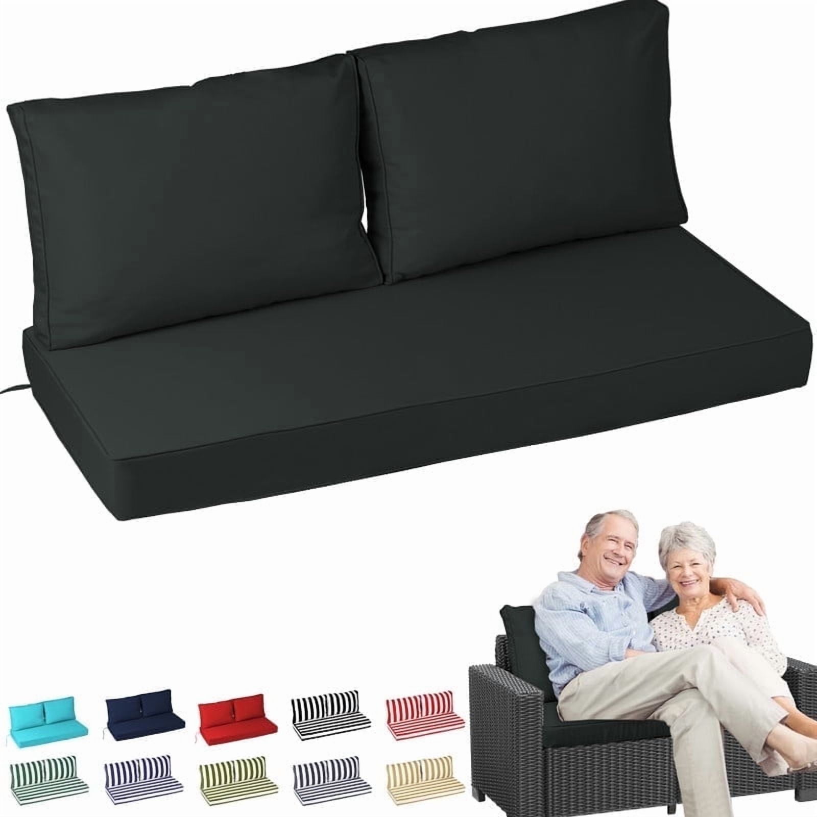 swing Outdoor Loveseat Cushion Set 48 x 24 inch,Waterproof Weather & Fade Resistant Seat and Backrest Cushion Set for Couch, Swing, Bench