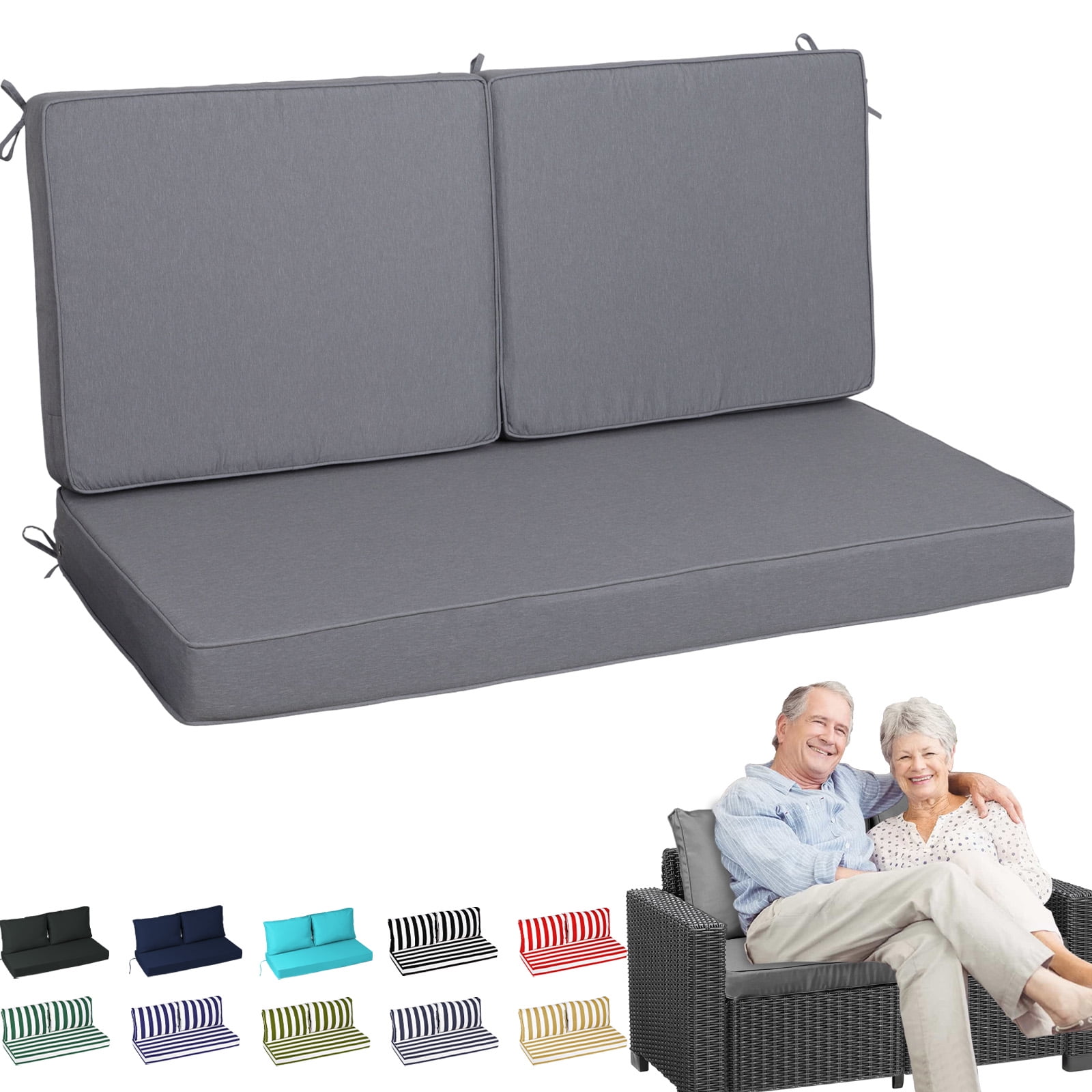 swing Outdoor Loveseat Cushion Set 48 x 25 inch,Waterproof Weather & Fade Resistant Seat and Backrest Cushion Set for Couch, Swing, Bench