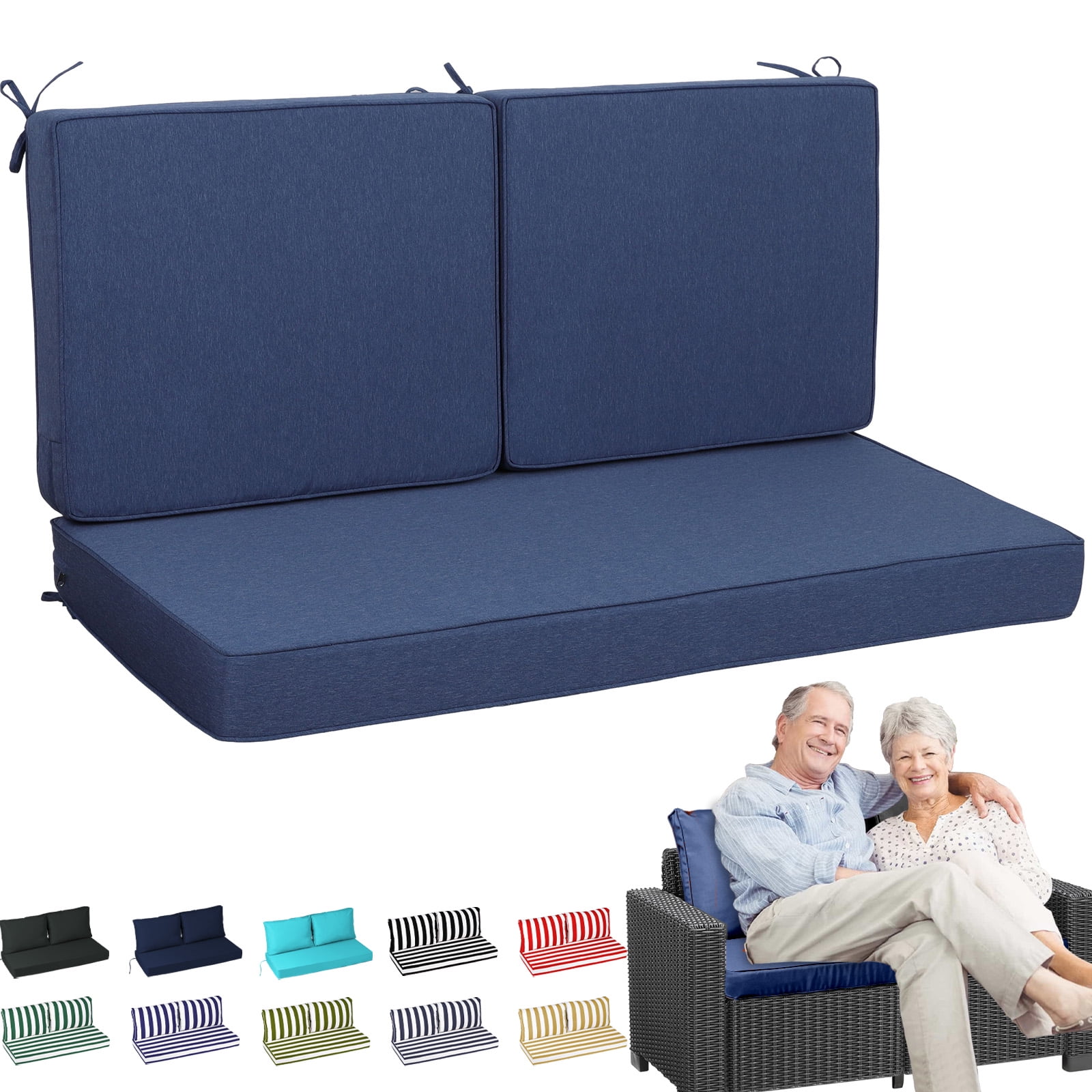swing Outdoor Loveseat Cushion Set 48 x 28 inch,Waterproof Weather & Fade Resistant Seat and Backrest Cushion Set for Couch, Swing, Bench