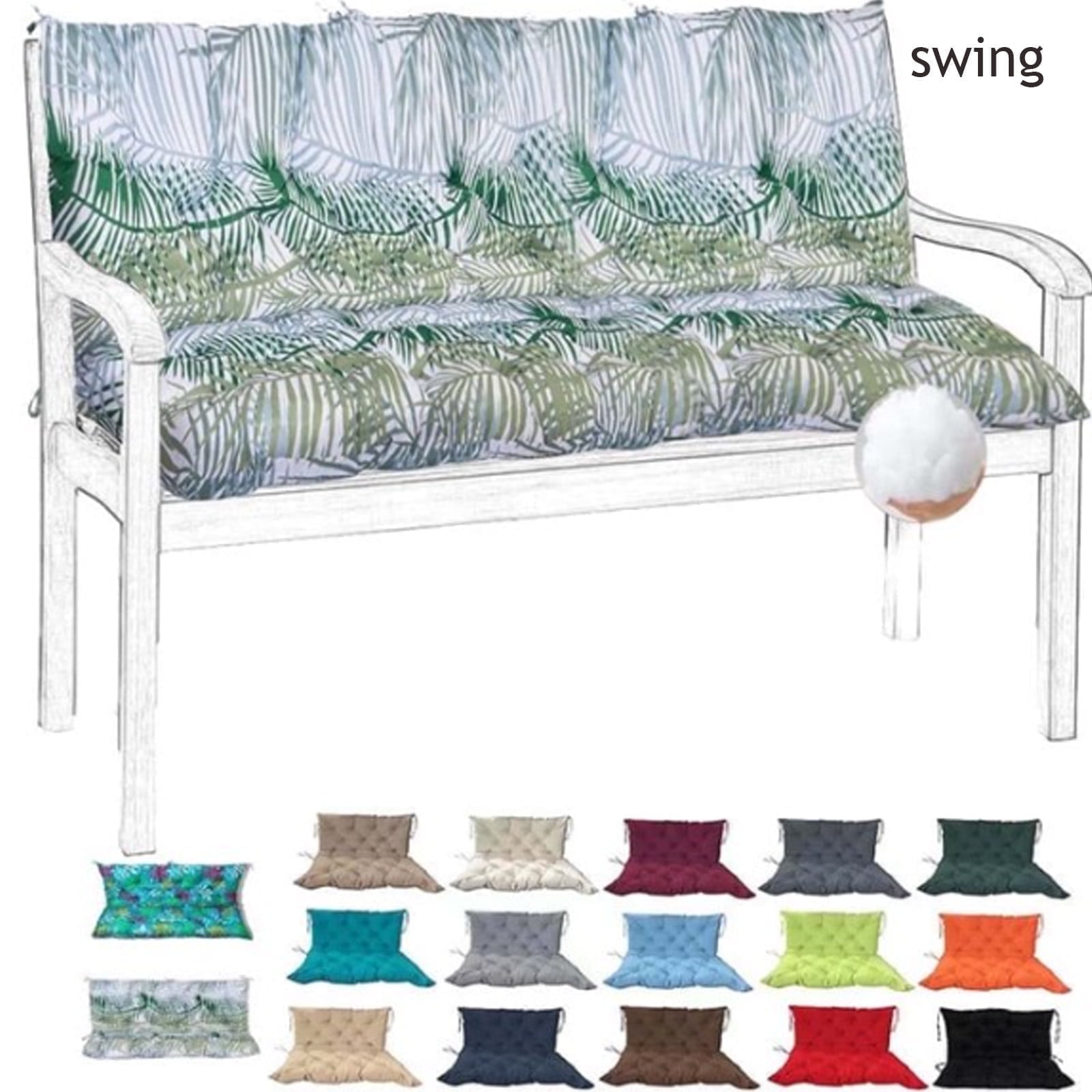 YLLN 70*40 Inch Porch Swing Cushions, Patio Furniture Cushions With 4" Thicken Backrest, Bench Cushions For Outdoor Furniture, Anti-Fading Waterproof Patio Cushions(Bamboo leaf)