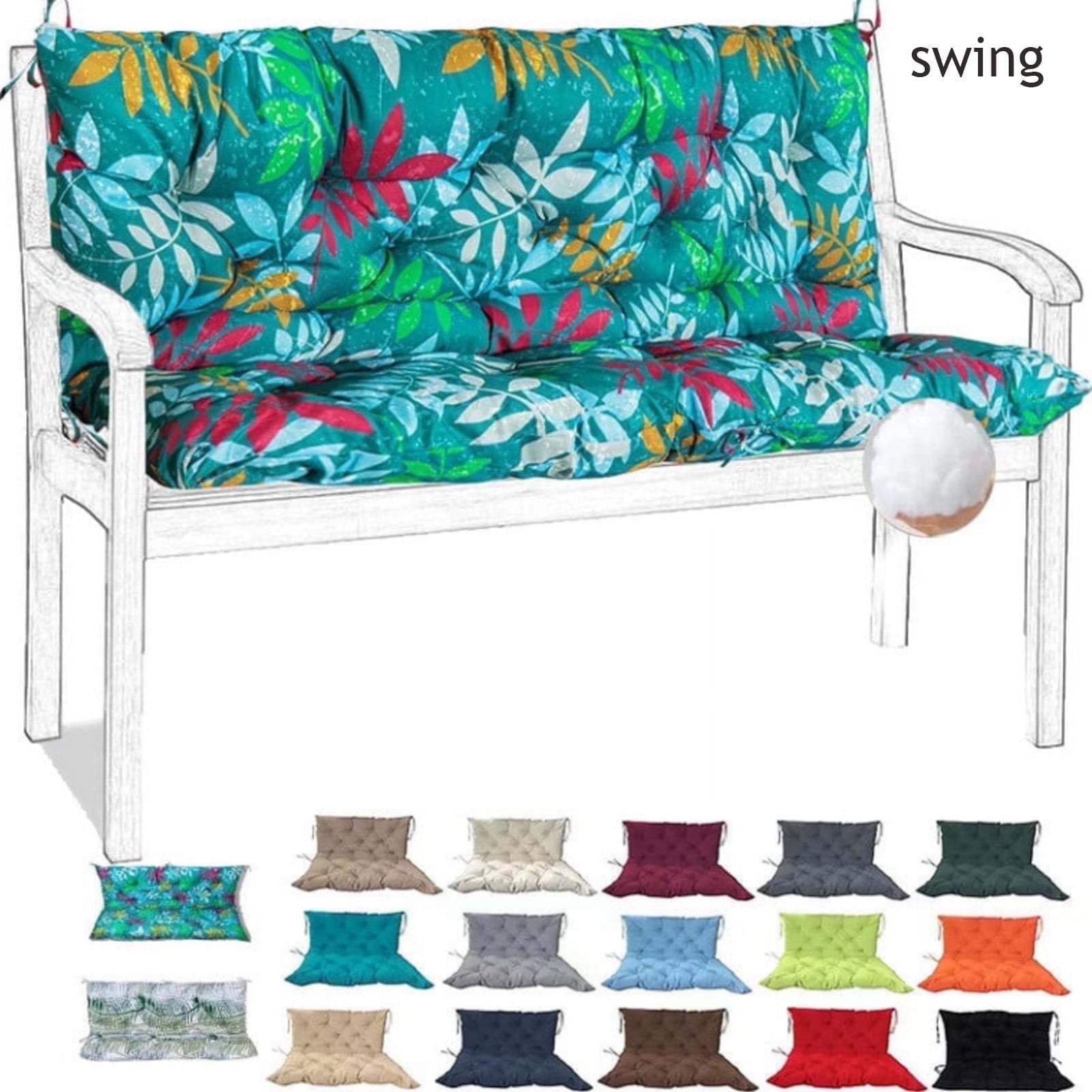YLLN 40*40 Inch Porch Swing Cushions, Patio Furniture Cushions With 4" Thicken Backrest, Bench Cushions For Outdoor Furniture, Anti-Fading Waterproof Patio Cushions
