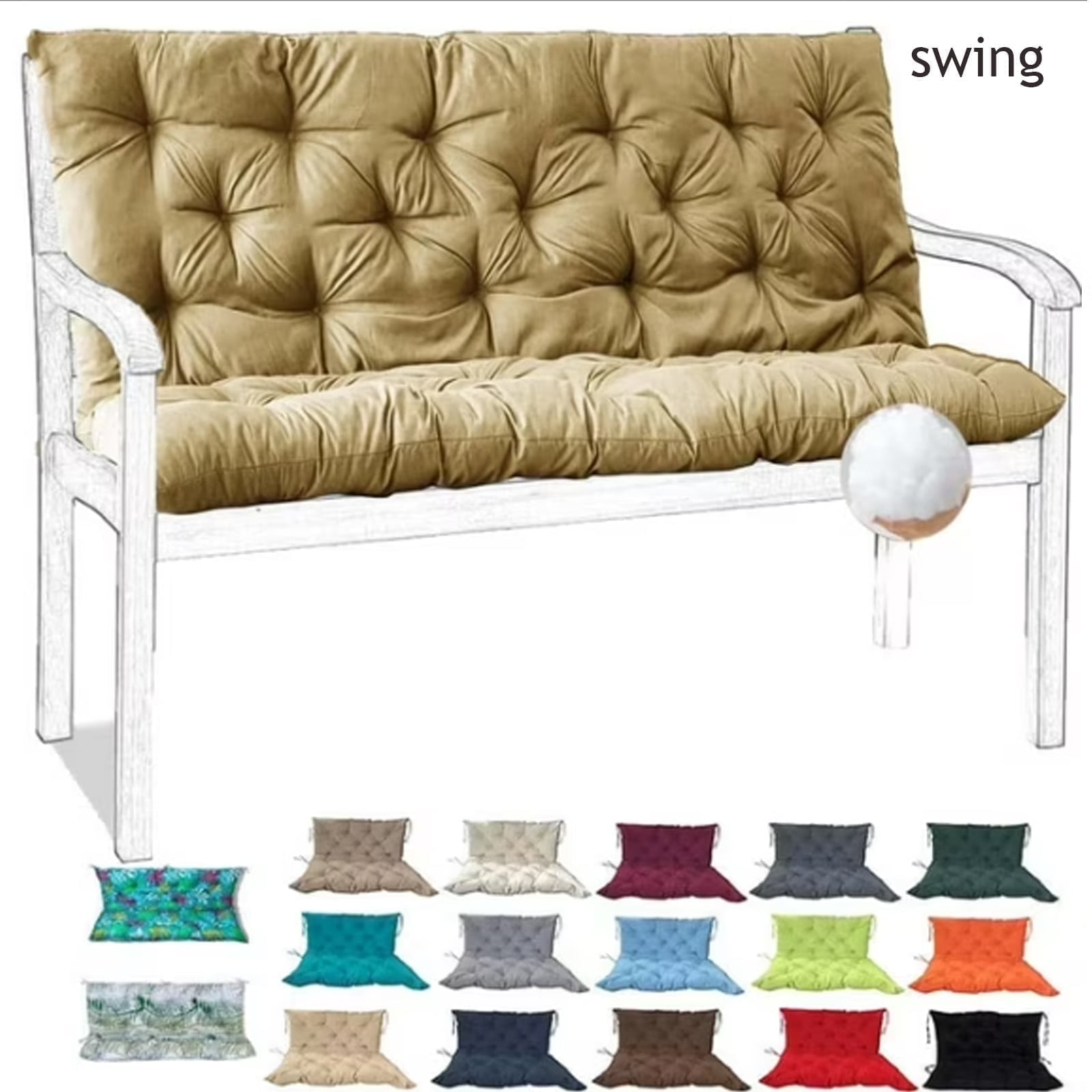 YLLN 60*40 Inch Porch Swing Cushions, Patio Furniture Cushions With 4" Thicken Backrest, Bench Cushions For Outdoor Furniture, Anti-Fading Waterproof Patio Cushions