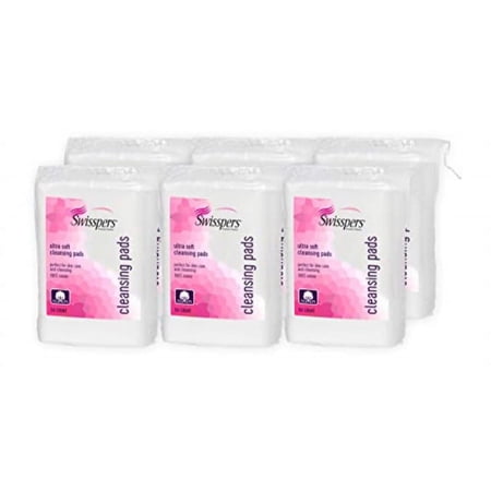 Swisspers Premium Facial Cleansing Pads, 100% Cotton, Ultra Soft, Extra Large — 50 White Pads per Reclosable Bag, 6 Bags (300 Pads Total)